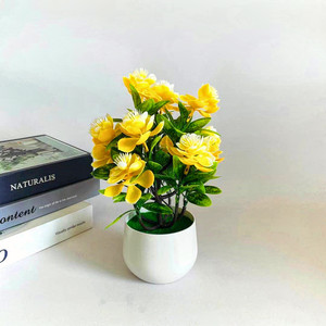 Plante artificielle bonsaï fleurs oranges 28cm de hauteur, plante décorative en plastique pour la maison, le bureau ou la décoration de bureau. - Product Image 4