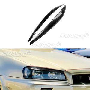 1 paire de couvre-phares en fibre de carbone véritable pour Nissan Skyline R34 1999 2000 2001 2002, accessoires de voiture - Product Image 1