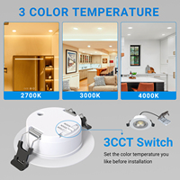 Downlight LED encastré AC220-240V 5W 3CCT 100lm/W 3000K 4000K 6000K sélectionnable, spot LED encastré IP20