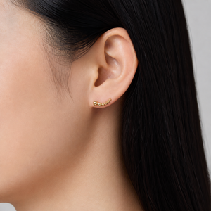 Boucles d'oreilles clous à perles dégradées en acier inoxydable plaqué or 14K sous vide - Product Image 5