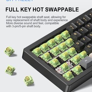 Clavier mécanique sans fil BT à trois modes R65 en aluminium Tutuo, personnalisable, à touches interchangeables, RVB, pour le jeu - Product Image 5