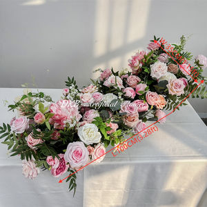 DKB - Camino de Mesa de Flores Artificiales Hechas a Mano, Color Verde, Rosa y Blanco, para Decoración de Mesa - Product Image 2