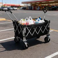 Chariot de camping pliable télescopique haut de gamme en acier au carbone avec poignée, en tissu Oxford 600D, pour pique-nique extérieur, remorque de stand, capacité 200 kg