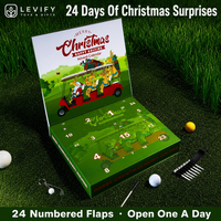 Coffret cadeau de calendrier de l'avent de Noël pour le golf avec 24 accessoires de golf, boîte de compte à rebours imprimée pour les golfeurs, cadeau de Noël