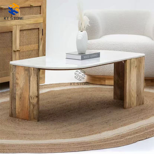Tavolino da Caffè in Marmo KT STONE, Pratico per la Casa, Forte Capacità di Carico, <span class=keywords><strong>Base</strong></span> Stabile, Facile da Pulire e Mantenere per l'Uso Quotidiano - Product Image 5