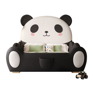 Панда 1,5 метров односпальная кровать ограждение для мальчиков и девочек современная простая кровать принцессы для столовой спальни мягкая обертка из массива дерева - Product Image 5