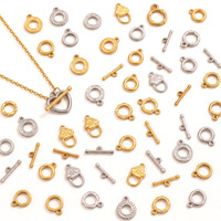 Différents styles de fermoirs OT en acier inoxydable plaqué or 18 carats, en forme de cœur, circulaires, connecteurs DIY pour bracelets et colliers