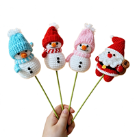 Fleurs de Noël artificielles en acrylique, faites à la main, tige unique, bonhomme de neige, pour un cadeau de Noël créatif, mignon et écologique pour la maison