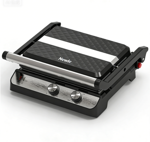 Grill de contact 4 tranches 2000W, en aluminium poli, avec levier de levage, ouverture à 180 degrés, plaques antiadhésives en acier inoxydable 29x23cm, certifié GS - Product Image 2