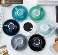 Ensemble de tasses à thé et sous-tasses blanches, en céramique personnalisée, tasses cappuccino, vente en gros, 6 pièces