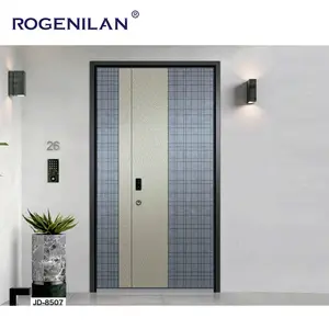 ROGENILAN American Style Aluminum Alloy Entry Main Entrance Aluminium Doors Front Doors For Modern Exterior Main Pivot Door