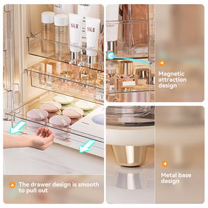 Xinhang Máy tính để bàn chống bụi mỹ phẩm hộp lưu trữ trong suốt trang điểm tổ chức đôi Cửa Mỹ phẩm lưu trữ tủ với ngăn kéo - Product Image 6