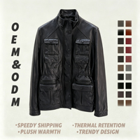 Veste en cuir véritable 100 % peau de mouton pour femme, personnalisable en usine, col montant, coupe irrégulière, multi-poches, pour tenue de travail
