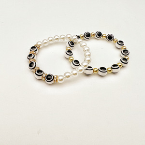 Bracelet élastique Evil Eye avec perles d'imitation et perles à motifs pour bijoux cadeaux - Product Image 4