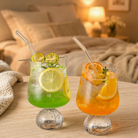 Verre à pied haut en verre épais pour café glacé, boissons froides, sodas, eau pétillante et cocktails