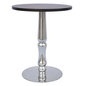 Heißer Verkauf Runde oder Platz Cafe Restaurant Bistro Tisch in Silber Basis Holz Top Cafe Tisch
