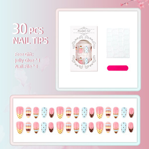 Uñas Postizas de Aleación con Diseño de Rayas Pastel y Puntos, Efecto Ojo de Gato, Ovaladas, para Uso Diario - Product Image 5