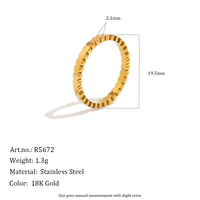 Bague géométrique en acier inoxydable plaqué or 18 carats avec pierre en zircon, 3 pièces/ensemble pour femmes, étanche