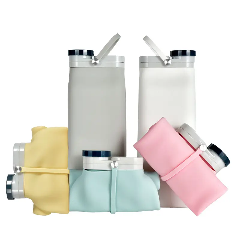 BPA Free Folding Colorful Sports Water Bottles Silicone Products Manufacturer silicone reusable milk bottle