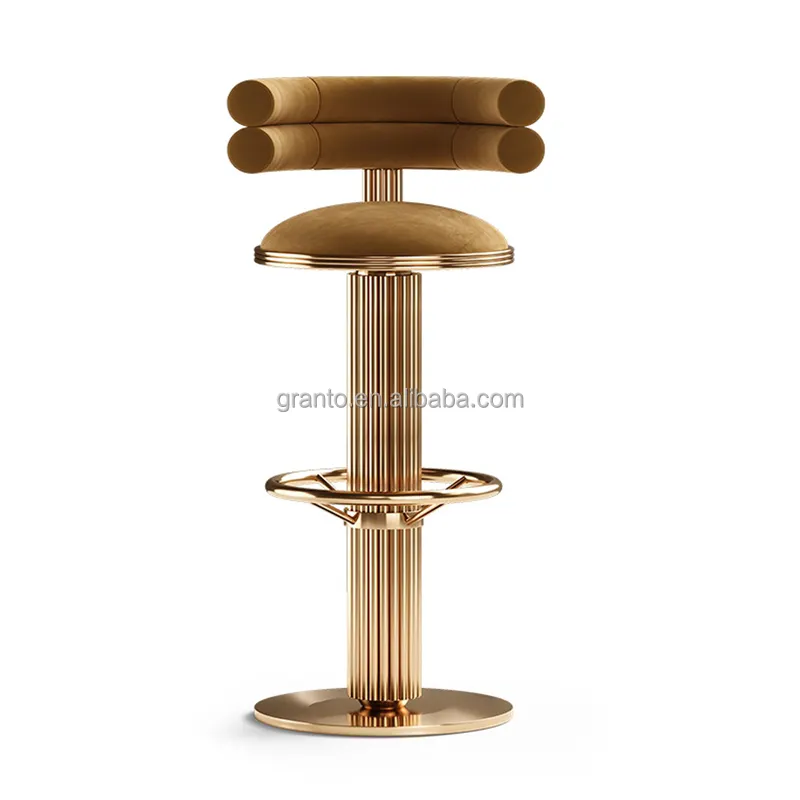 Sgabello da bar in pelle PU oro elegante europeo in acciaio inossidabile sedie da bar da cucina girevoli regolabili in altezza