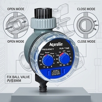 Minuteur d'arrosage Aqualin 21025 à vanne à boisseau sphérique, cadran analogique 8 mm pour système d'arrosage basse pression