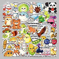 50 Pegatinas de Vinilo Impermeables Personalizadas con Dibujos Animados de Animales para Decorar Fundas de Teléfono, Cuadernos y Artículos de Papelería