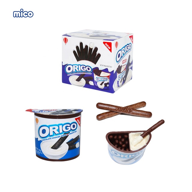 Quality Sweet Chocolate Cream Cup Cocoa Snacks Sticks Crispy Biscuit Stick Confectionery Chocolate Jam Factory Wholesale