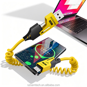 <span class=keywords><strong>Cable</strong></span> USB 4 en 1 con Resorte, USB-C a L/Tipo-C, <span class=keywords><strong>Cable</strong></span> de Carga Rápida de 60W, <span class=keywords><strong>Cable</strong></span> Retráctil de Sincronización de Datos de 480Mbps, Compatible con Car Play, Compacto para <span class=keywords><strong>Auto</strong></span> - Product Image 2