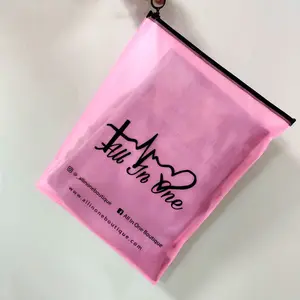 Grande borsa personalizzata all'ingrosso con cerniera rosa opaca impermeabile chiusura lampo borse sacchetti di plastica per abbigliamento imballaggio Bikini