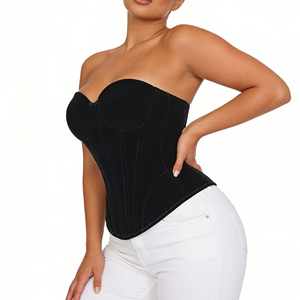 Corset <span class=keywords><strong>bustier</strong></span> en velours sans bretelles, à lacets, avec soutien-gorge intégré, <span class=keywords><strong>pour</strong></span> le maintien de la taille et la compression abdominale, grande taille - Product Image 2