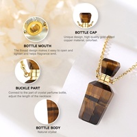 Diffuseur d'Huiles Essentielles Bouteille Oeil de Tigre Naturel Pierre Bijoux Aromathérapie Pot Pendentif Collier pour Hommes ou Femmes