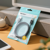 Bolsa de Embalaje Personalizada con Cierre Hermético para Cable USB HDMI, con Ventana y Sellado de Tres Lados, de Lujo, Reutilizable, para Accesorios de Carga y Datos