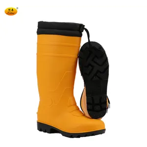 Erkekler için yansıtıcı şerit fabrikası ile anti-smashing özel unisex Tamp dayanıklı sarı PVC GumBoots