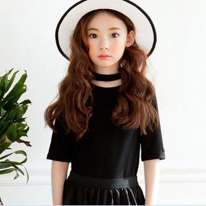 Nouveau T-shirt noir à col rond pas cher, 90% coton, 10% polyester, avec logo - Product Image 2