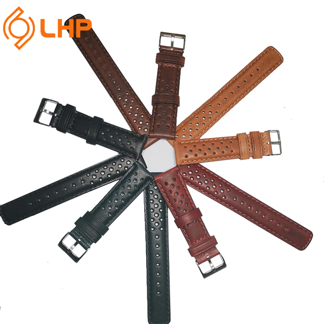 Italian Oily Cowhide Watch Strap Classic Handmade 18mm 20mm 22mm Black Brown Camel Leather Strap for Smartwatches