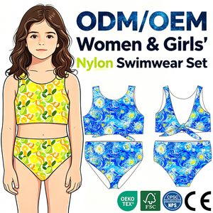 Ensemble de maillots de bain d'été pour filles personnalisés, shorts de plage tendance, vêtements de plage pour adolescentes, maillot de bain 2 pièces sans manches, <span class=keywords><strong>bikini</strong></span> - Product Image 1