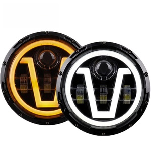 Accesorios para Automóviles, Faro Delantero LED H4 en Forma de V de 65 W y 12 V, 10000 Lúmenes, Ojos de Ángel Blancos y Amarillos, Redondo de 7 Pulgadas, Ajuste Universal - Product Image 4