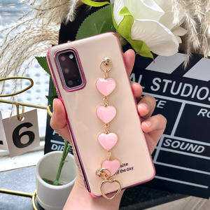 Funda de lujo chapada en oro para Samsung <span class=keywords><strong>Galaxy</strong></span> S22, S20, S21, Note 20, A52, A51, A71, correa de corazón, funda de soporte para teléfono - Product Image 3