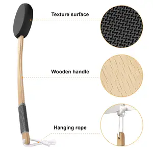 OEM/ODM Factory Beech Wood Body Lotion Applicator Brush With 1 Long Handle And 4 Replaceable Pads Eco-Friendly And Stylish