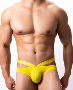 Slip da bagno sexy da <span class=keywords><strong>uomo</strong></span> traspiranti con doppio elastico, dettagli in oro rosa e tasca frontale che accentua la vestibilità a V - Product Image 1