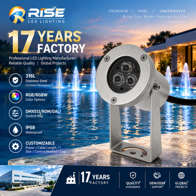 Marine Grade Stainless Steel 316L IP68 Waterproof Heat Resistant 9W 12V 24V LED Fountain Light Adjustable Submersible Pool Lamp