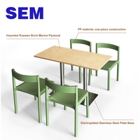Meubles de salle à manger SEM, table en contreplaqué marin et chaises en matériau PP pour cantine du personnel, table à manger avec 4 chaises