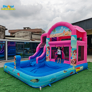 Château gonflable commercial géant pour enfants, <span class=keywords><strong>parc</strong></span> <span class=keywords><strong>d</strong></span>'attractions extérieur avec toboggan et parcours <span class=keywords><strong>d</strong></span>'obstacles - Product Image 2