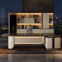 Bureau de direction moderne de luxe en forme de L, style Flute, pour manager, PDG, patron, table d'ordinateur pour usage personnel