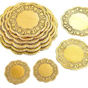 कागज Doilies कस्टम दौर वर्ग सफेद रंग का गोल्ड फीता कागज Doilies दौर कागज Placemats