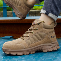 Chaussures de sécurité respirantes à tige haute avec embout en acier, résistantes à l'usure, protection de la cheville, confortables et sûres pour le travail
