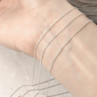 Chaîne en gros d'usine semi-finie pour bijoux, chaîne en vrac de taille standard, fil rond de 1 mm, chaîne en argent 925 par mètre pour la fabrication
