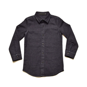 Superior Quality Stretch Indigoultimate <strong>Rockstar</strong> Vibes Denim Kid Long Sleeve Solid Color Boy Shirts - Product Image 5