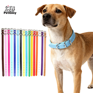 Venta caliente multicolor <span class=keywords><strong>PU</strong></span> cuero ajustable hebilla de Metal mascota perro gato pequeño Animal Collar - Product Image 1