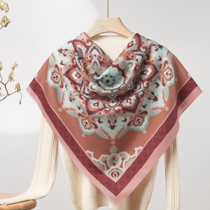 Pañuelo Cuadrado <span class=keywords><strong>de</strong></span> Seda y Lana Ligero Personalizado <span class=keywords><strong>de</strong></span> 70x70cm para Mujer, Estampado Minimalista, Chal, Pañuelo para la Cabeza - Product Image 2